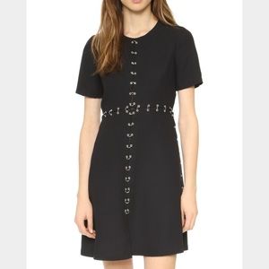 KOOPLES crepe dress with ring details in black